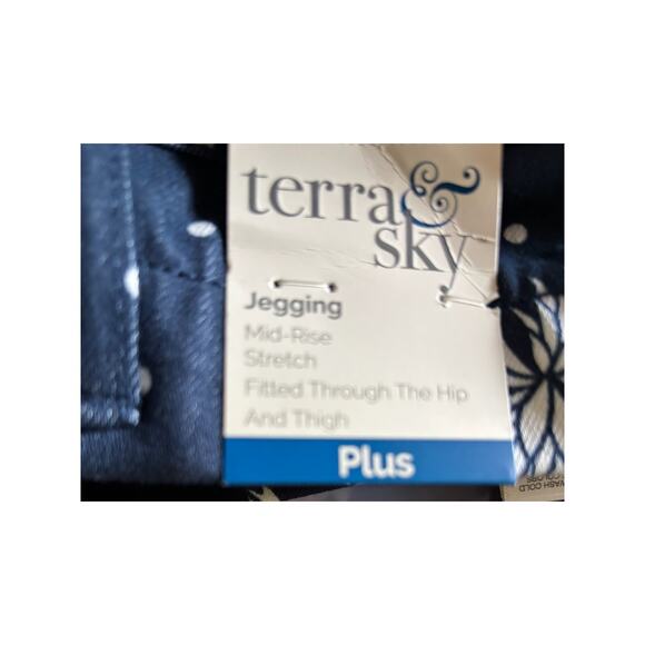 Terrra and Sky Womens Blue White Floral Jegging Full Length 3X NEW - Picture 4 of 6